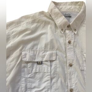 Columbia PFG Shirt Mens Large White Bahama Button Short Sleeve Vented Fishing‎